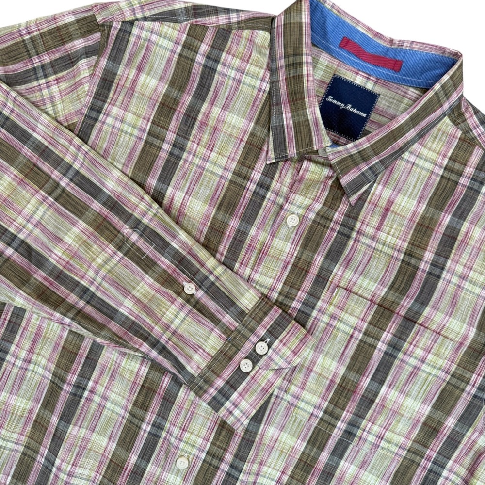 TOMMY BAHAMA Long Sleeve Plaid Button Down Shirt Mens XL Multicolor Cotton
